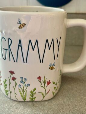 Rae Dunn White Floral Bee 'GRAMMY' Ceramic Mug